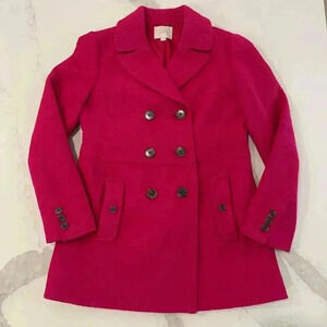 Ann Taylor Loft Magenta Pink Peacoat WoolBlend Womens 6 Outerwear Classic Preppy